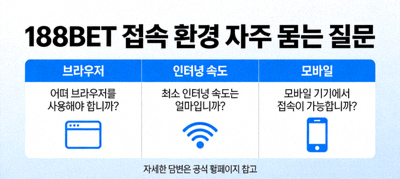 188BET 접속 환경 관련 자주 묻는 질문 FAQ 관련 이미지
