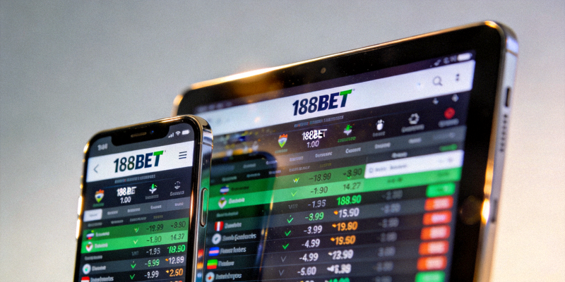 스마트폰과 태블릿에서 188BET 앱을 사용하는 모습을 보여주는 이미지